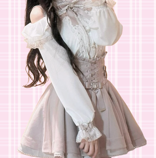 Sweet Jirai Pink Lattice Skirt